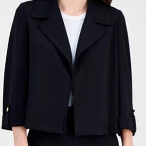 Anne Klein Black Notched Collar Drapey Cropped Jacket (M)